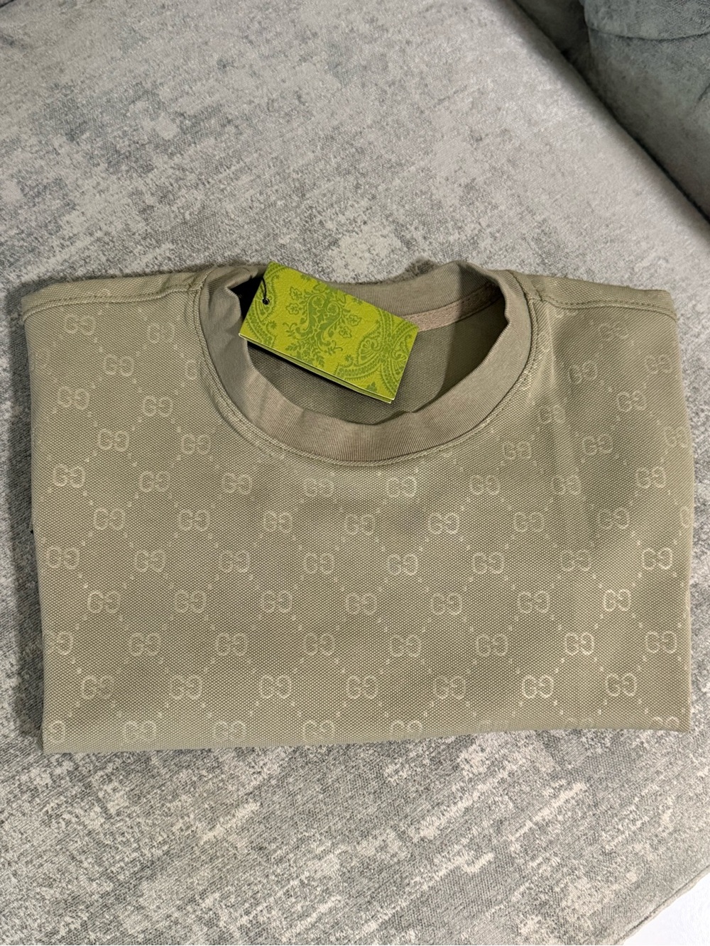 Men's Olive Logo-Pattern Crewneck Sweatshirt